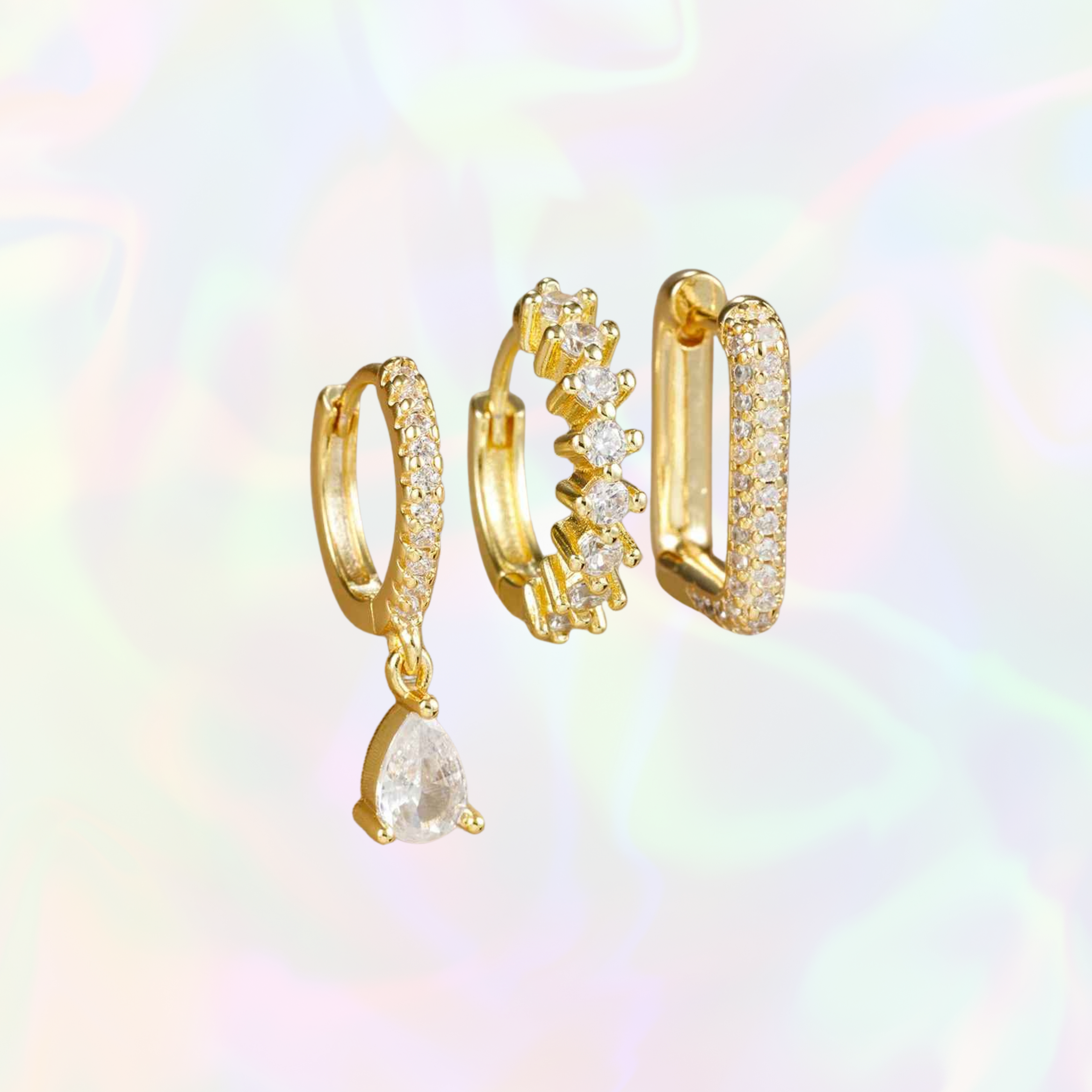 Usha Earrings - Gold & White