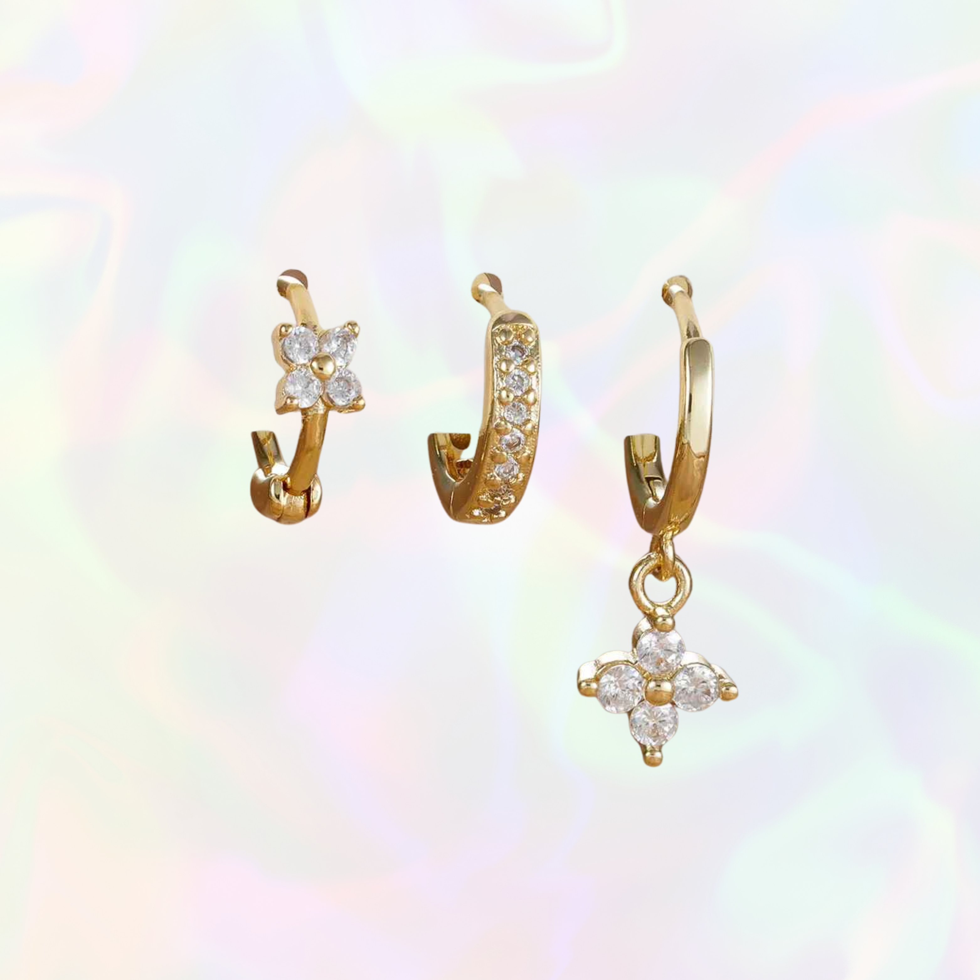 Yuna Earrings - Gold & White