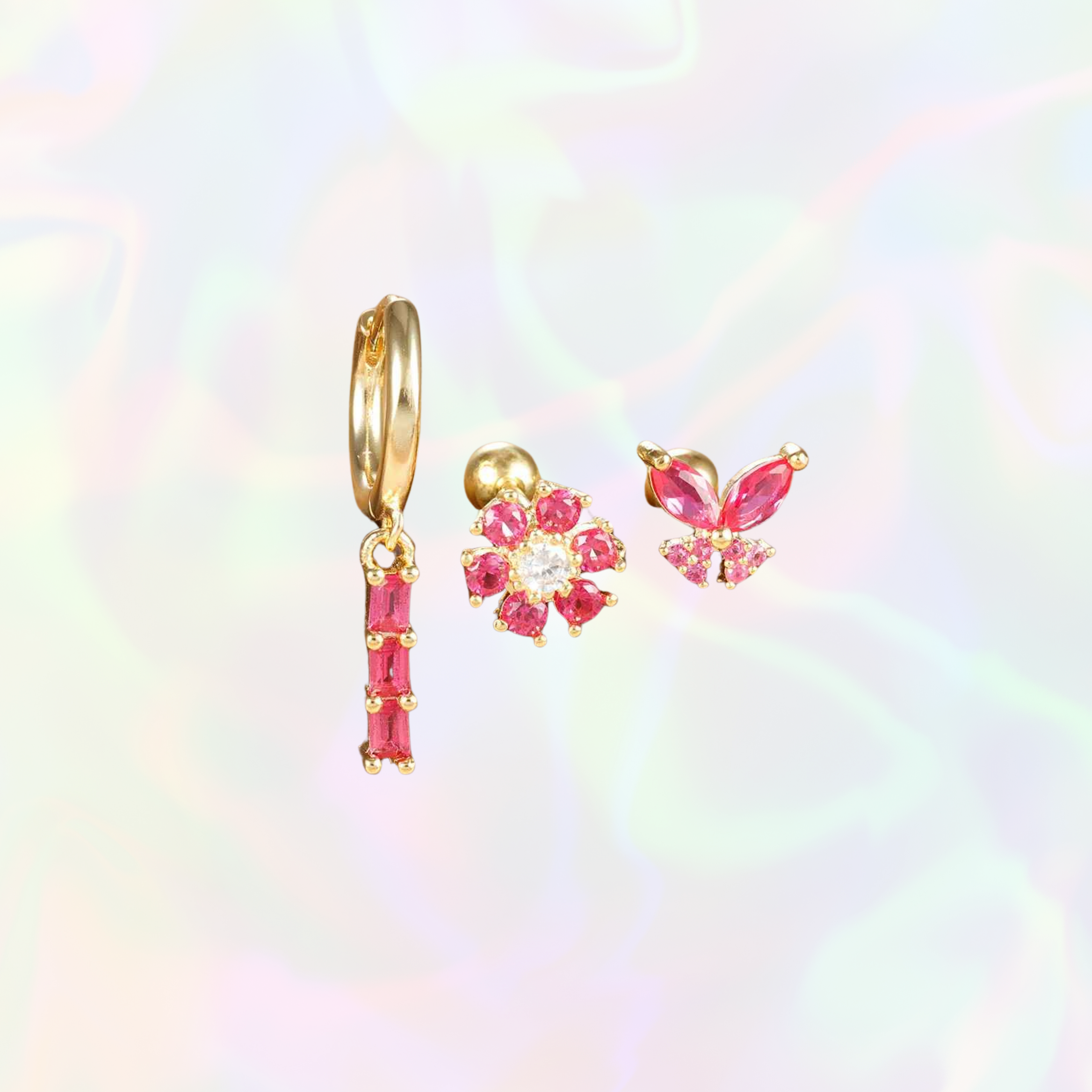 Zainab Studs (1pcs) - Dark Pink