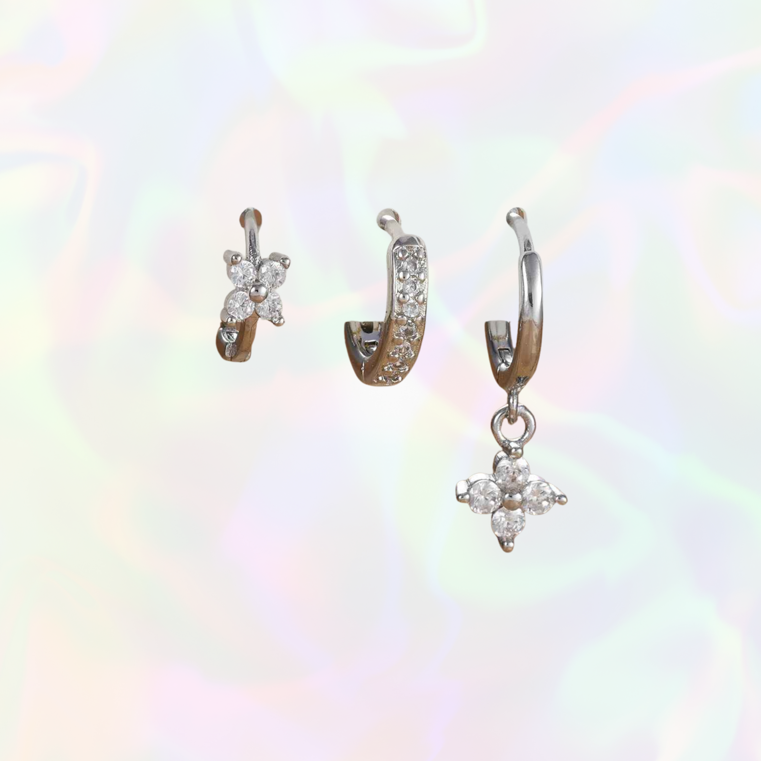 Yuna Earrings - Silver & White