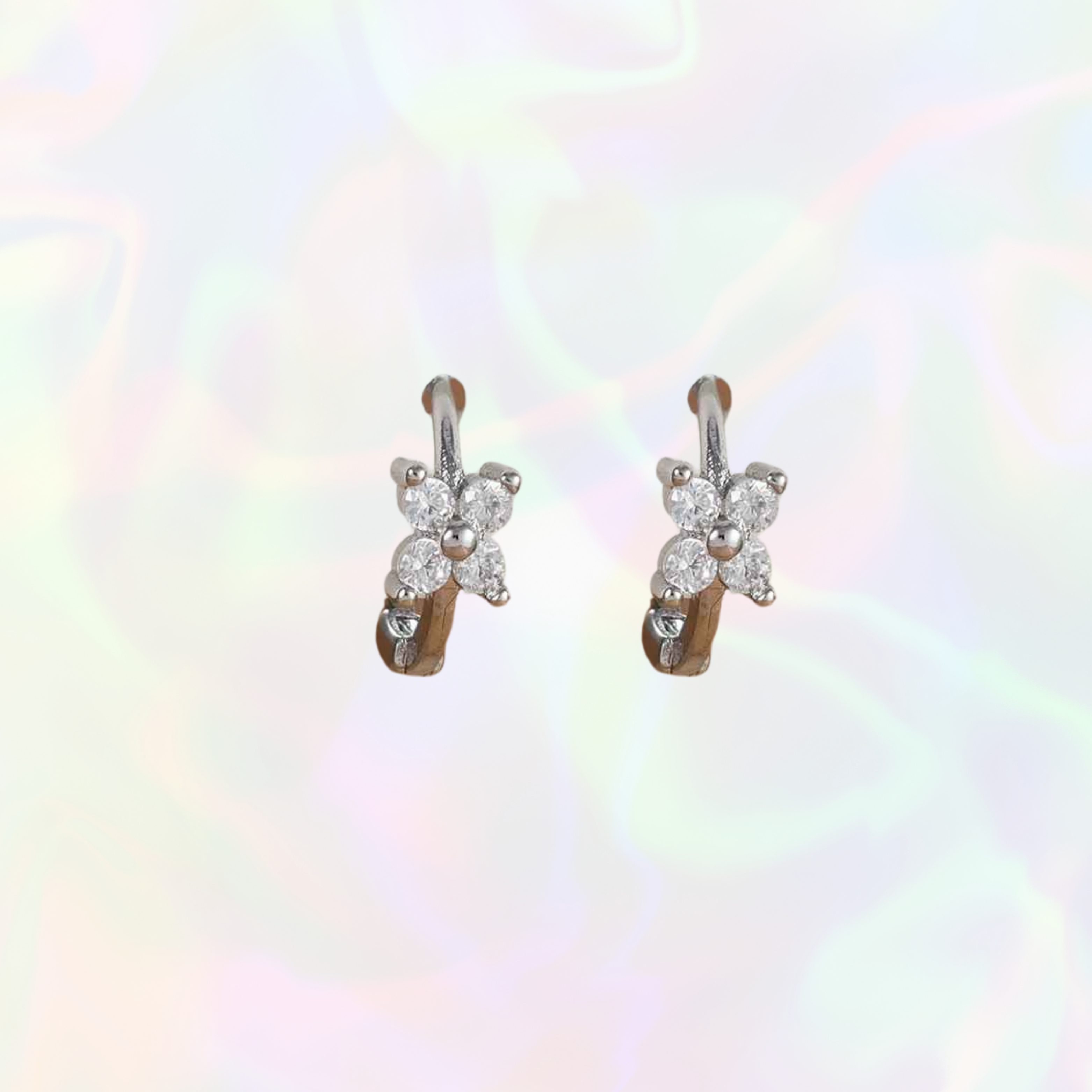 Ama Earrings - Silver & White