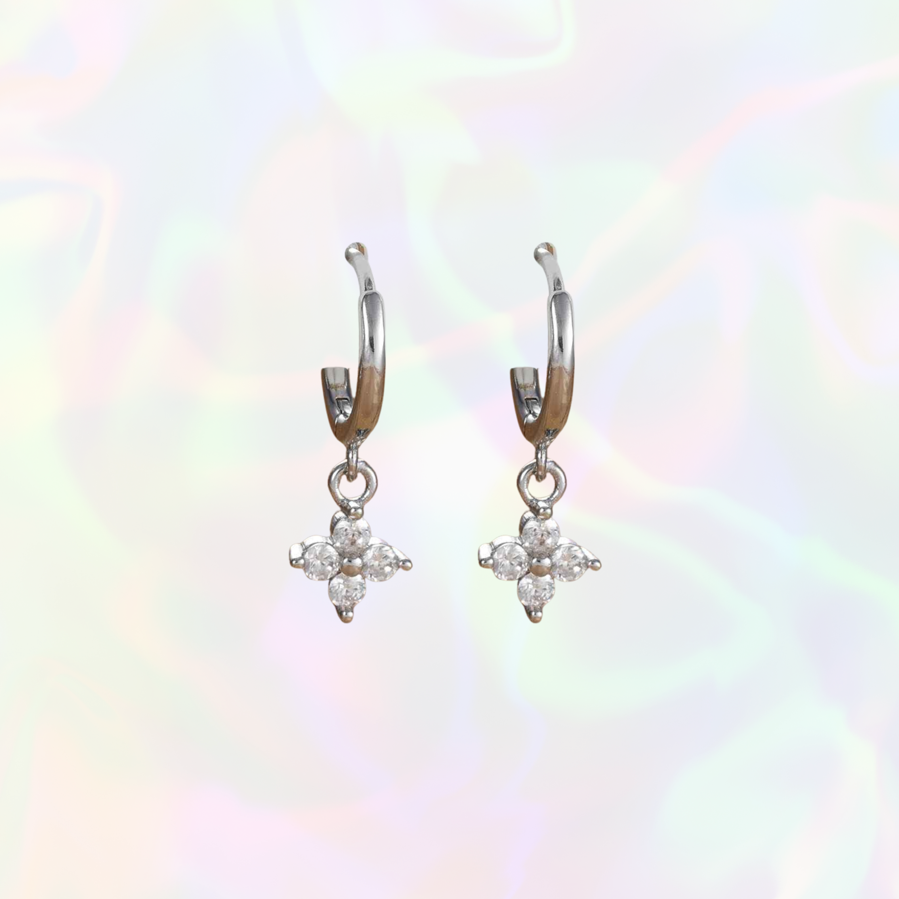 Yuna Earrings - Silver & White